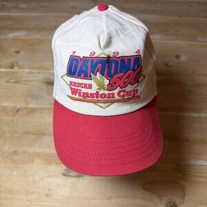 Vintage 1994 Daytona 500 NASCAR Winston Cup Snapback Hat Red Cream Racing Cap
